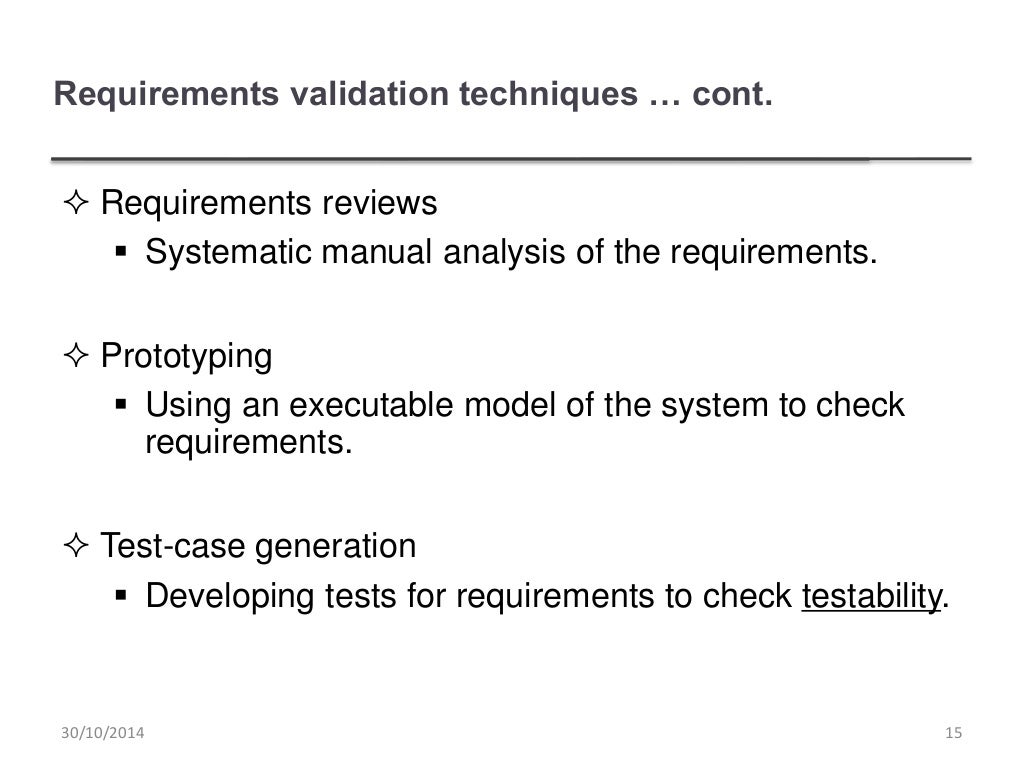 Requirements validation - requirements engineering