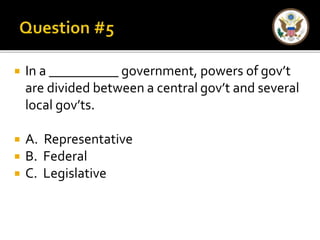 U.S. Government -- Chapter 1 Section 2 "Forms of Government" | PPTX