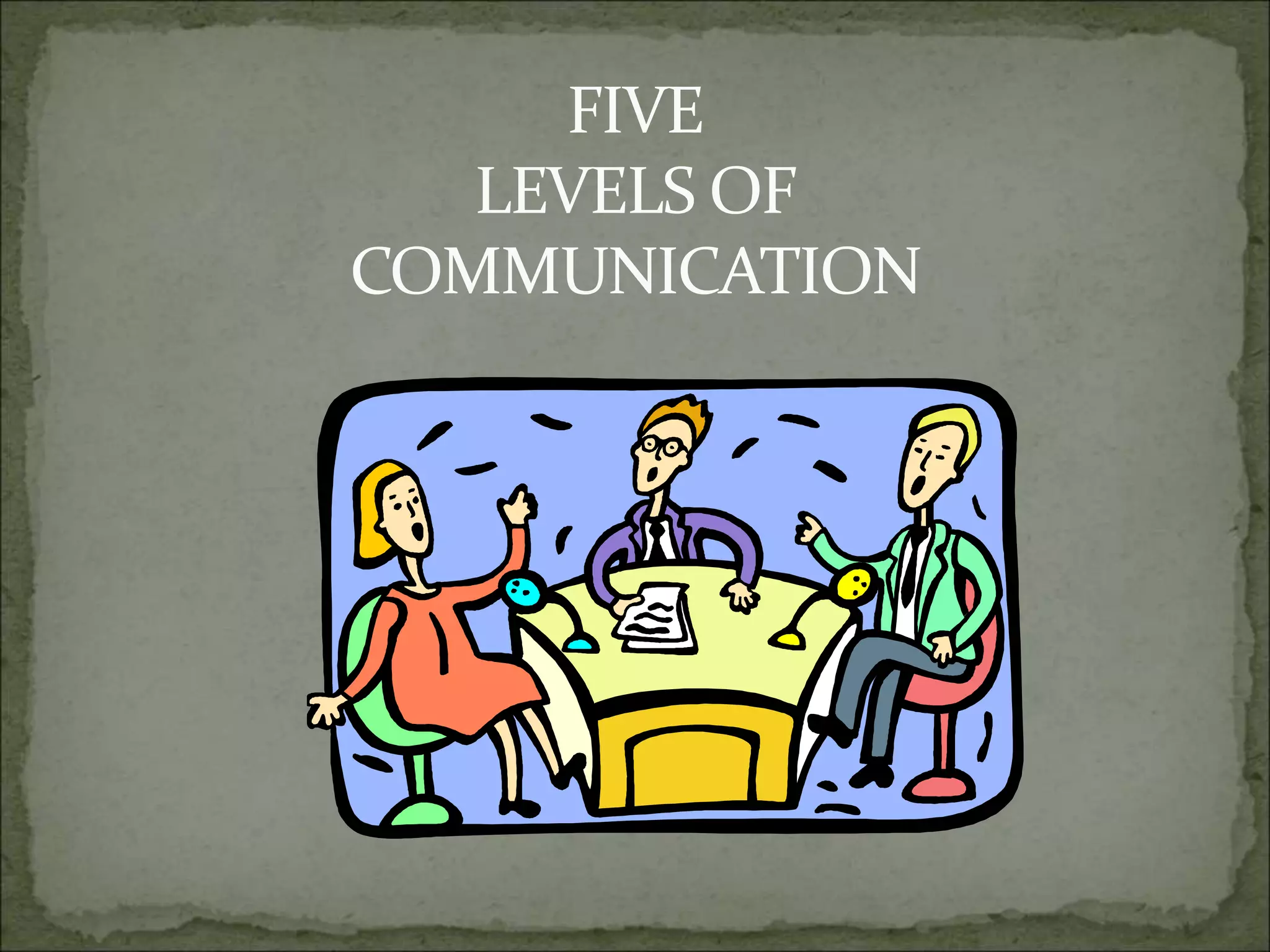 FIVE
LEVELS OF
COMMUNICATION
 