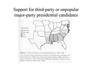 Support for third-party or unpopular major-party presidential candidates 