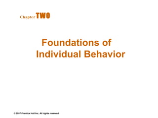 Foundations of  Individual Behavior Chapter   TWO  