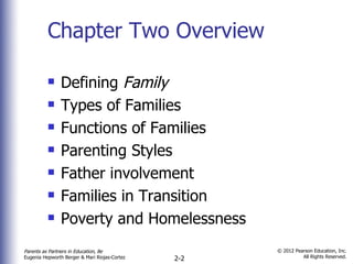 Chapter Two Overview <ul><li>Defining  Family </li></ul><ul><li>Types of Families </li></ul><ul><li>Functions of Families ...