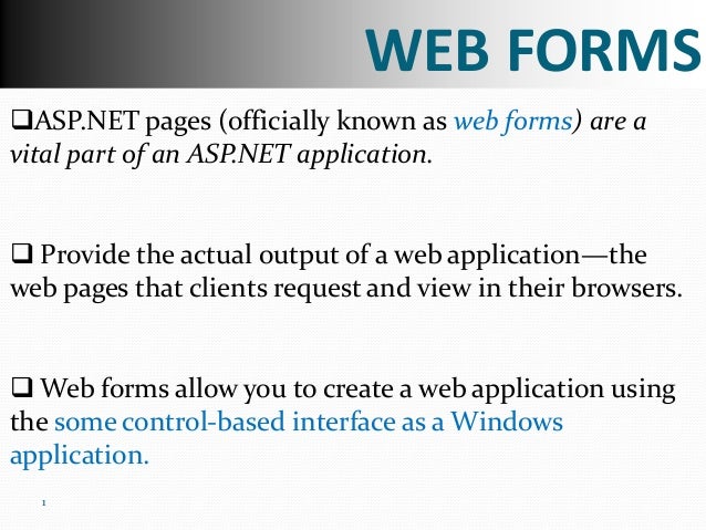 web forms in asp net what is a web form