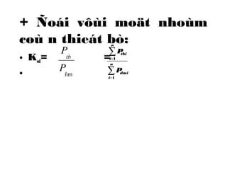 + Ñoái vôùi moät nhoùm 
coù n thieát bò: 
P• K= tb 
= 
å 
sd= 
1 
• P 
n 
ñ m å 
= 
i 
P 
dmi 
n 
i 
tbi 
P 
1 
 