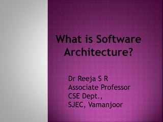 Dr Reeja S R
Associate Professor
CSE Dept.,
SJEC, Vamanjoor
 