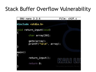 Stack Buffer Overflow Vulnerability
 