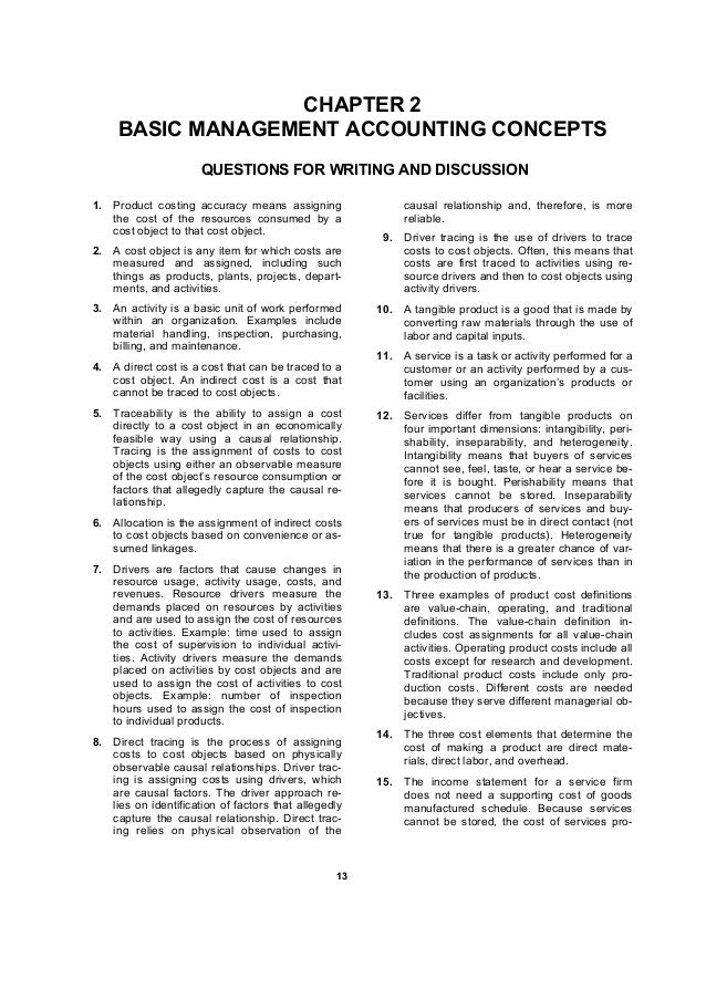 Chapter 2 Basic Management Accounting Concepts