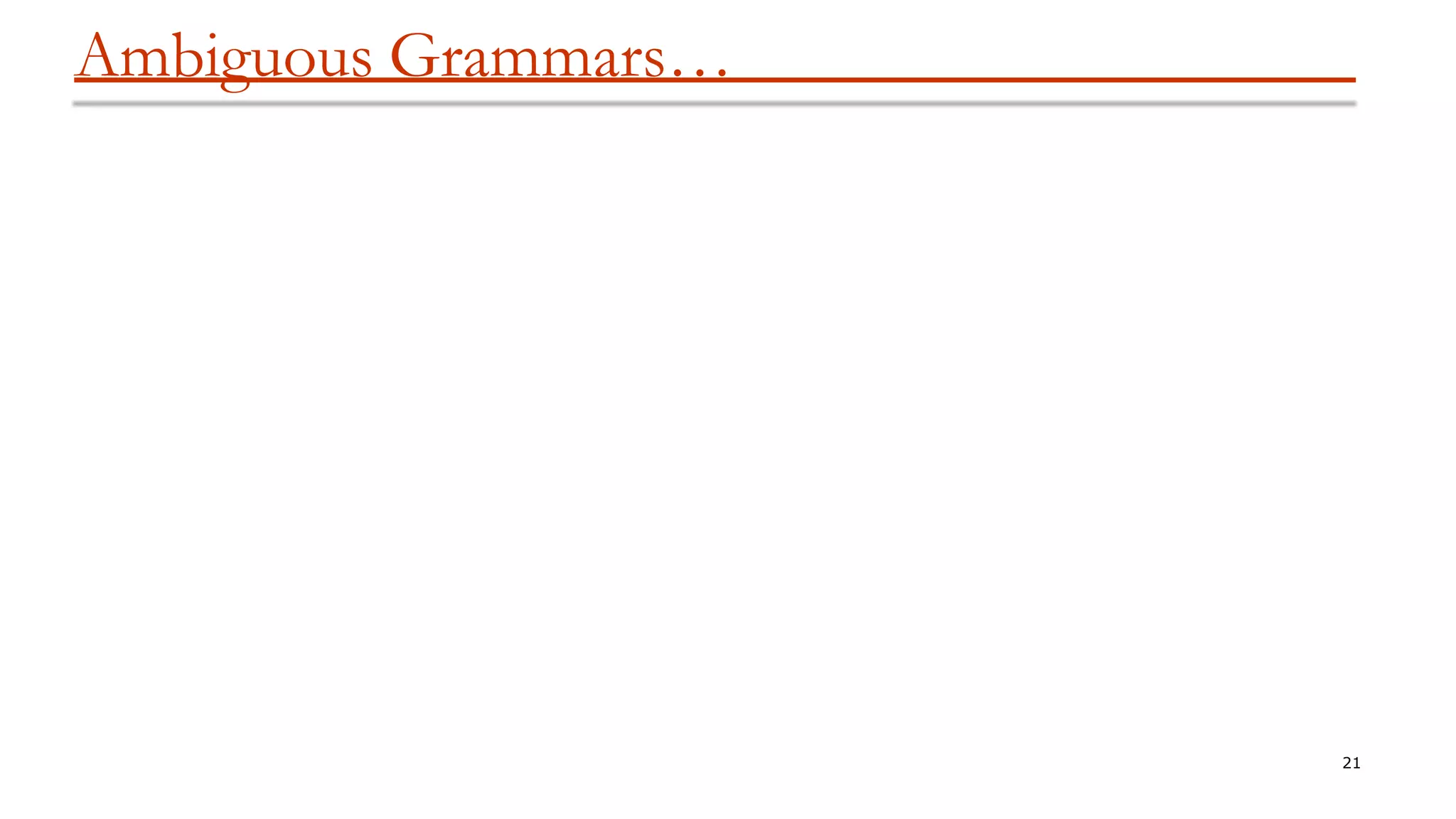 Ambiguous Grammars…
21
 