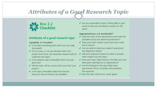 Attributes of a Good Research Topic
 