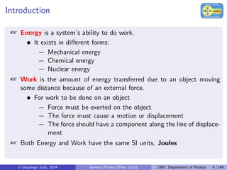 Comprehensive Guide to Work, Energy, and Momentum in General Physics ...