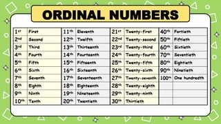 Mastering Ordinal Numbers: Understanding Positions up to the 100th | PPTX