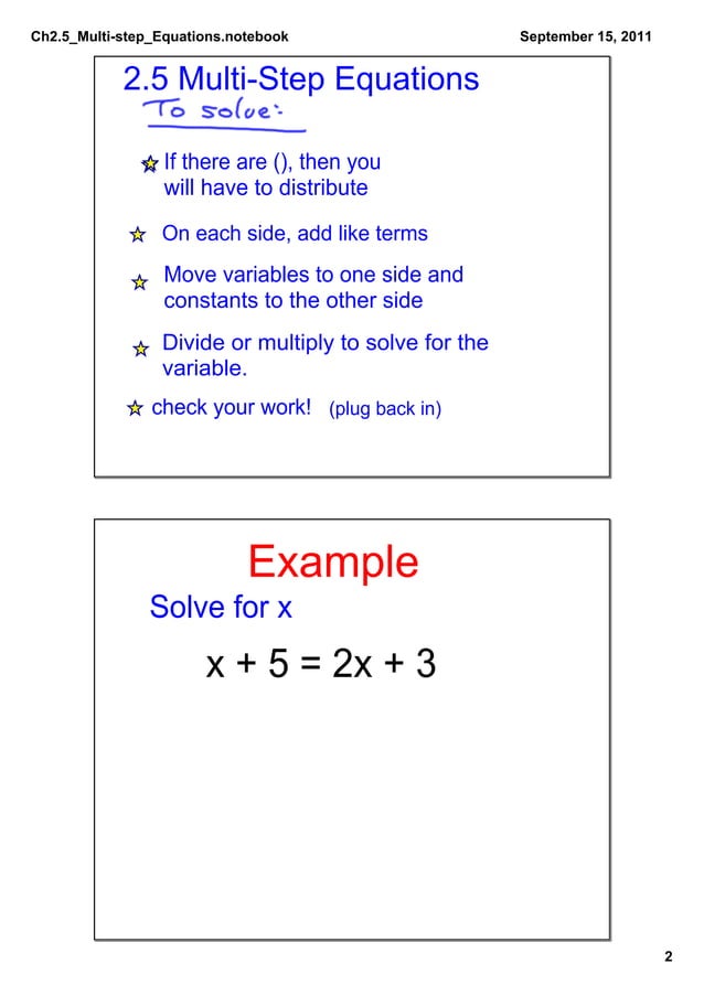 Ch2.5 Multi-Step Equations | PDF