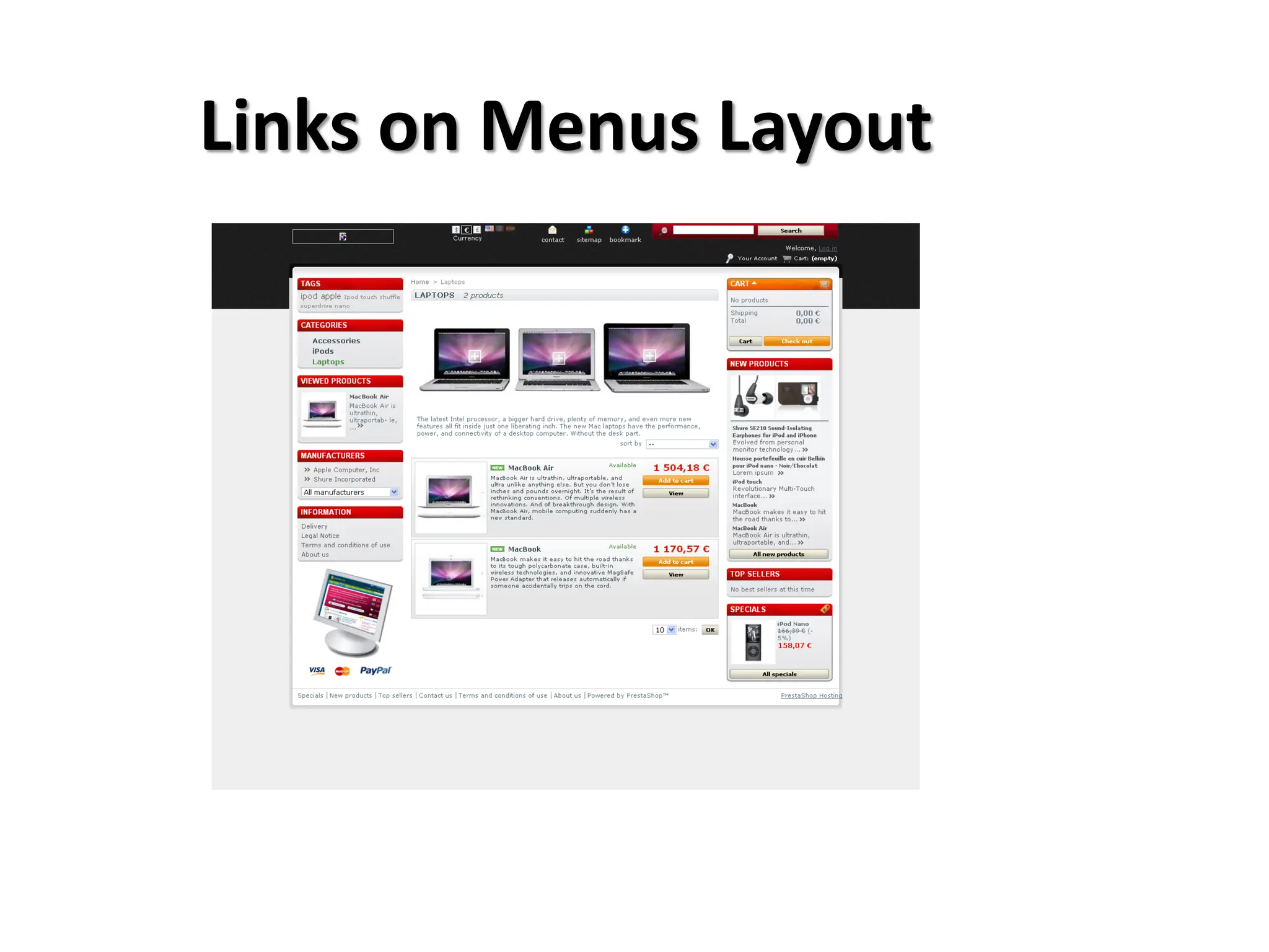 Links on Menus Layout
 