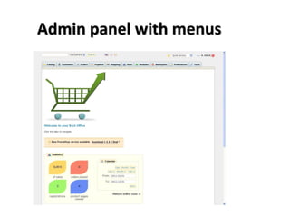 Admin panel with menus
 