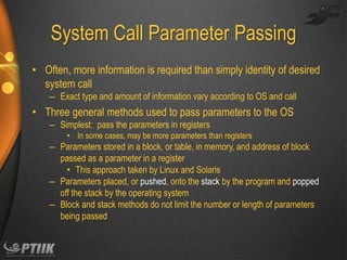 System Call Parameter Block Ch2 operating-system structures | PDF