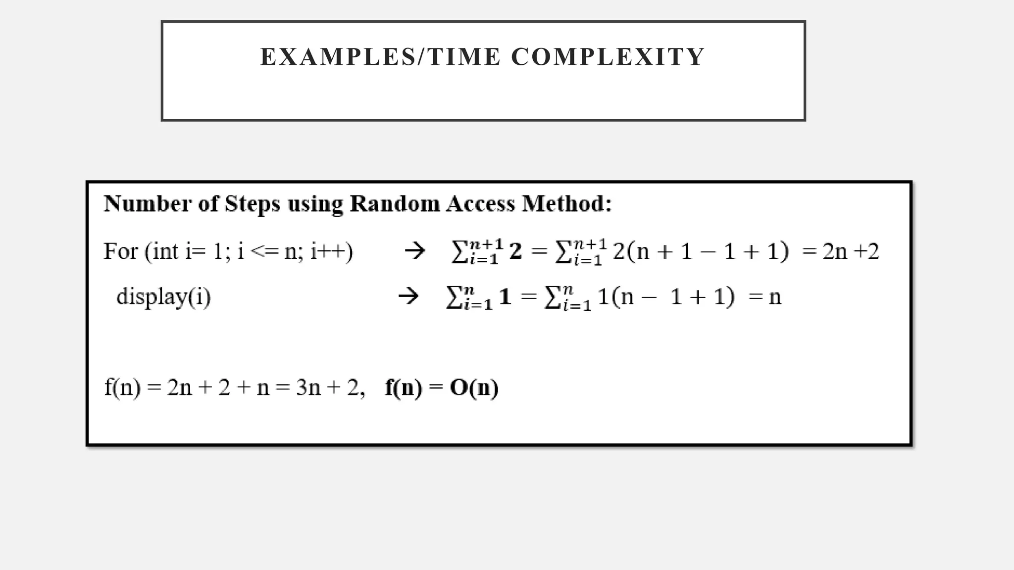 EXAMPLES/TIME COMPLEXITY
 
