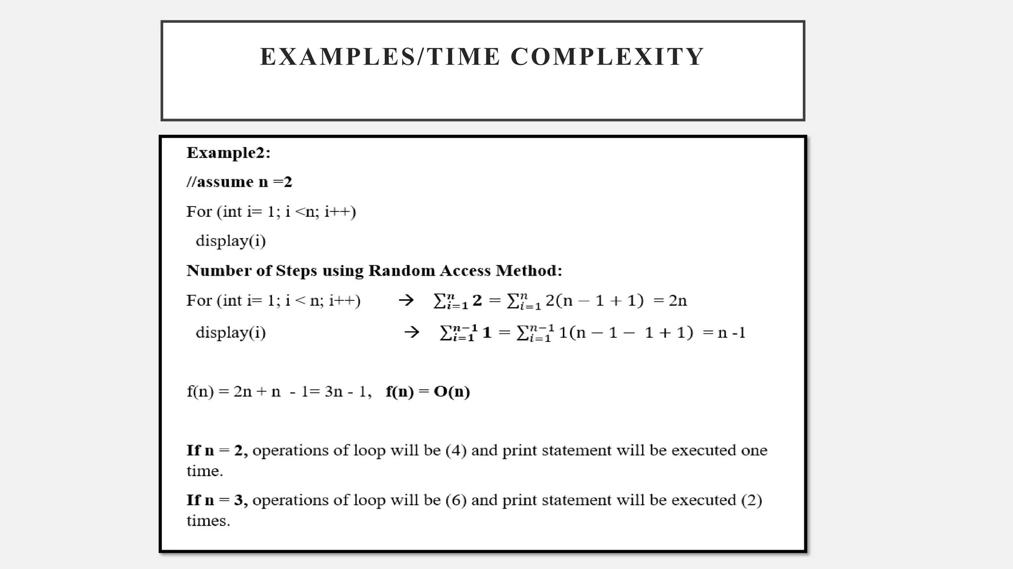 EXAMPLES/TIME COMPLEXITY
 