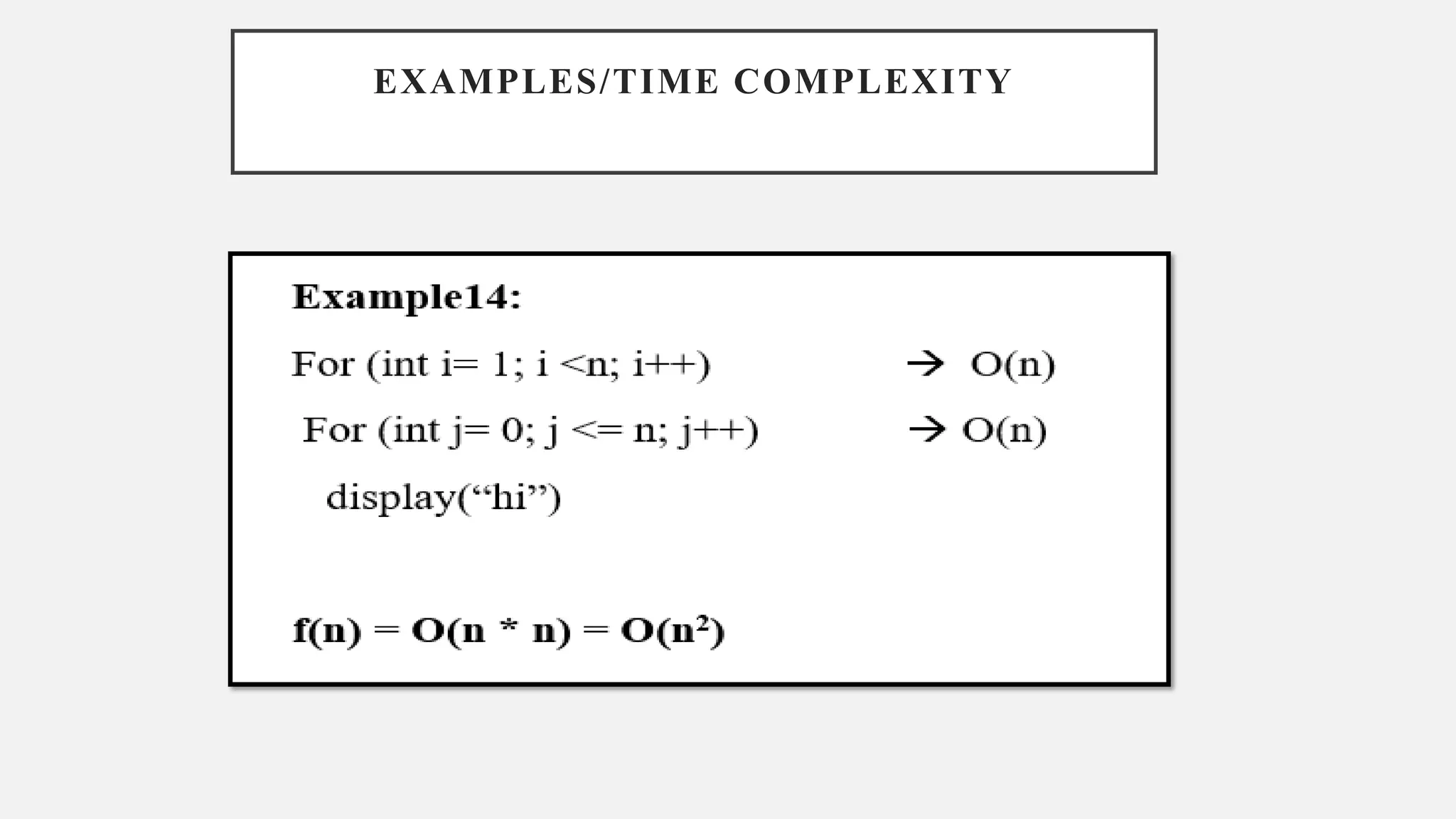 EXAMPLES/TIME COMPLEXITY
 