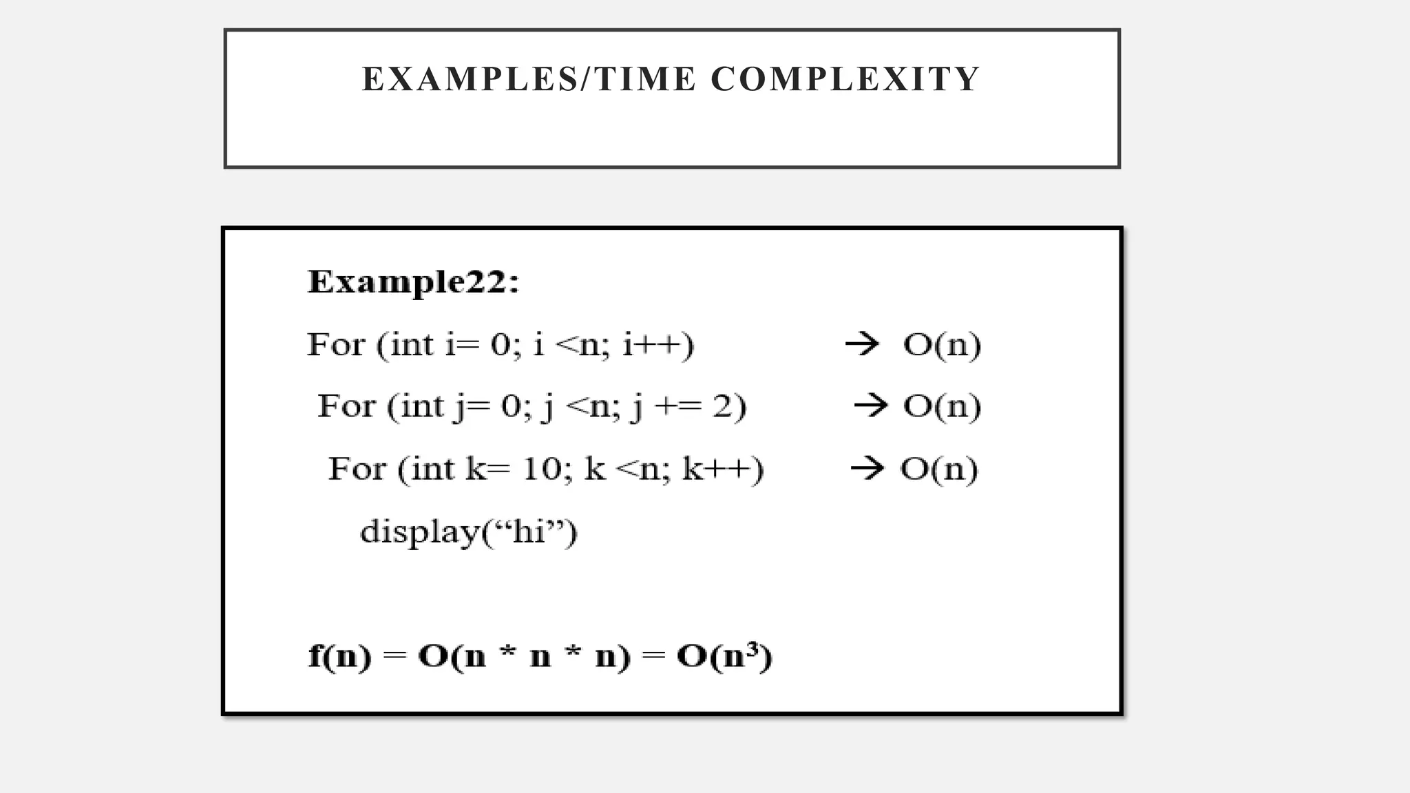 EXAMPLES/TIME COMPLEXITY
 
