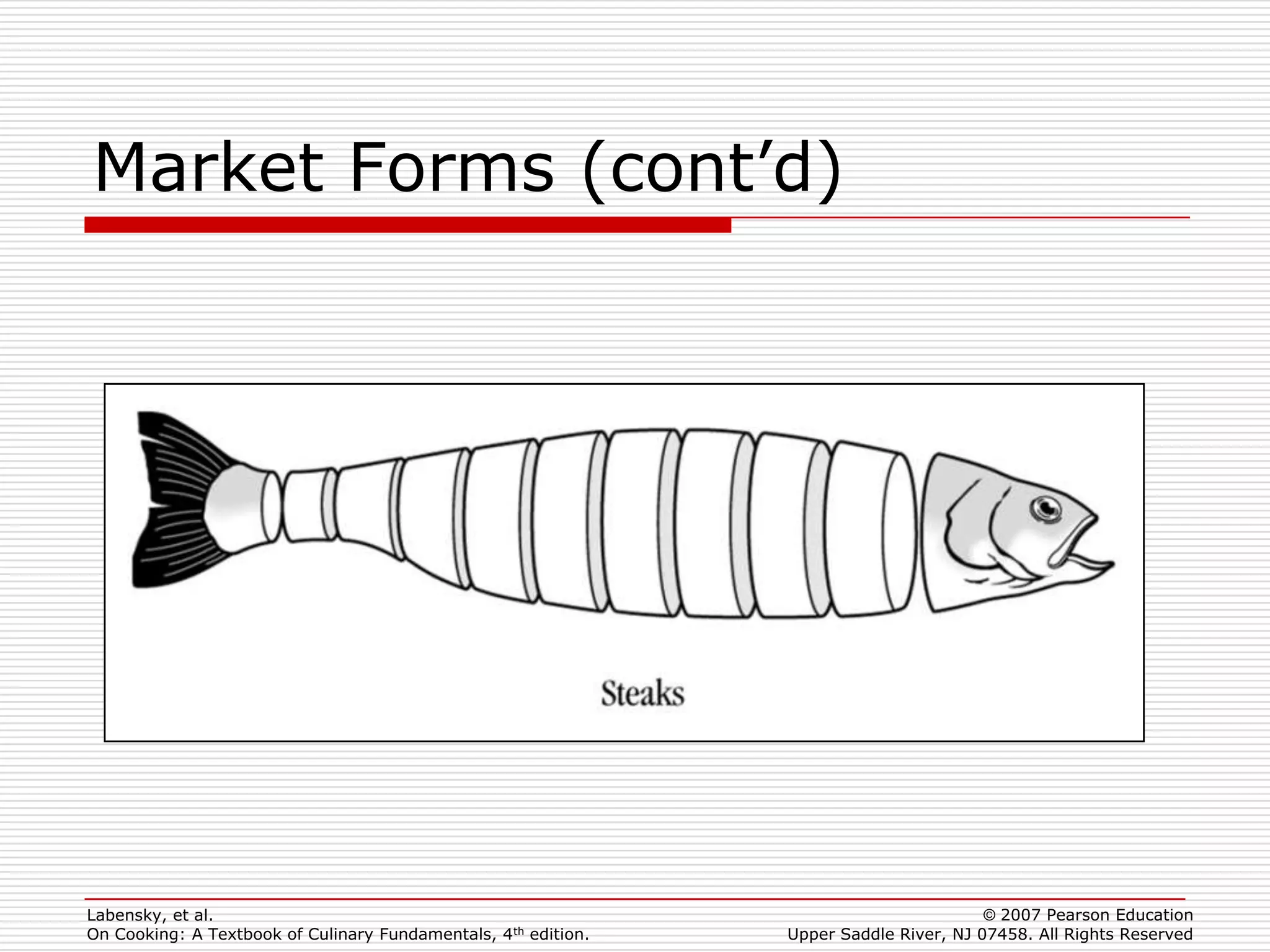 Market Forms (cont’d)




Labensky, et al.                                                                        © 2007 Pearson Education
On Cooking: A Textbook of Culinary Fundamentals, 4th edition.   Upper Saddle River, NJ 07458. All Rights Reserved
 