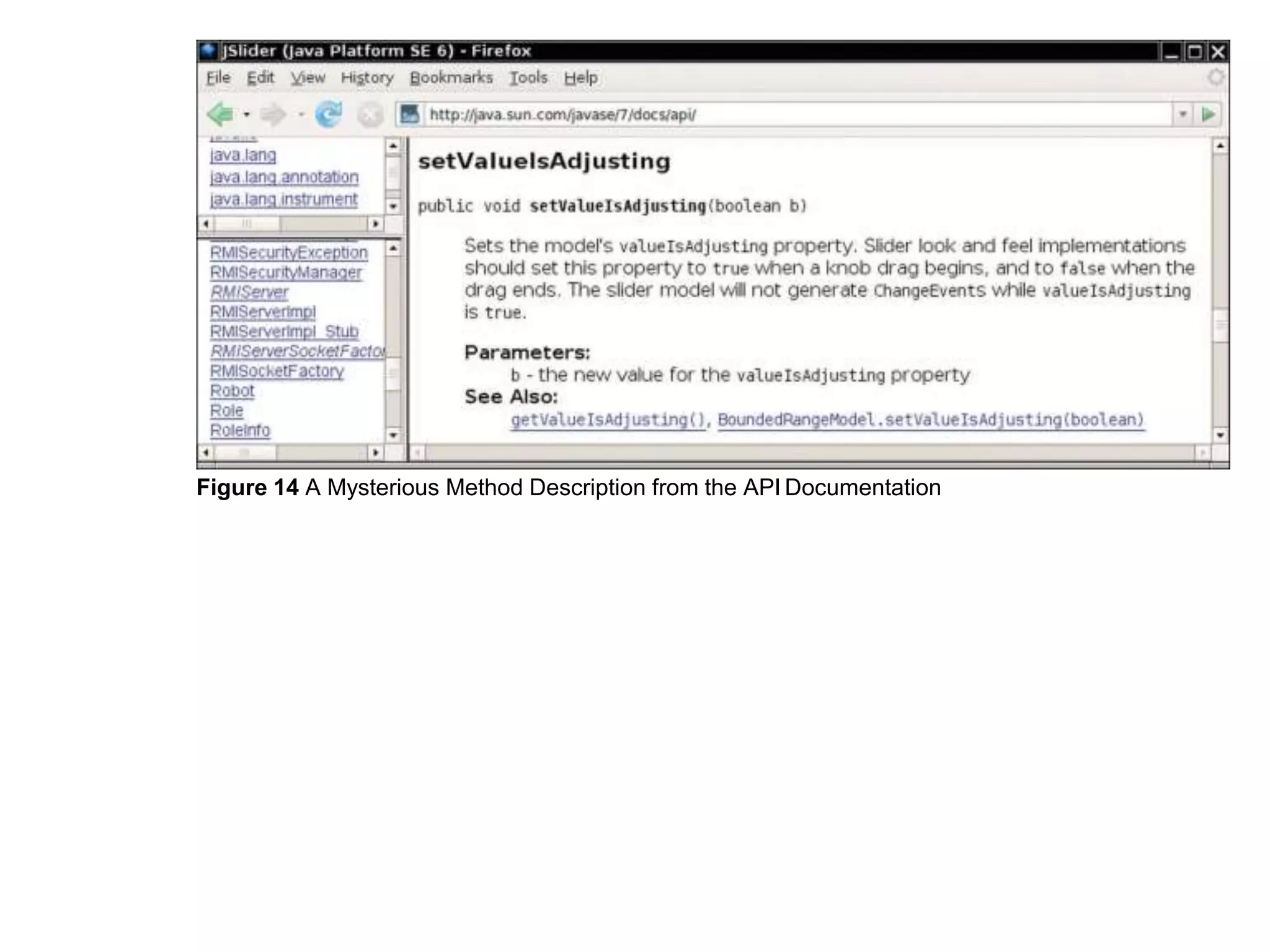 Figure 14 A Mysterious Method Description from the API Documentation
 