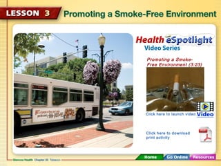 Promoting a Smoke-
Free Environment (3:23)
Click here to launch video
Click here to download
print activity
 