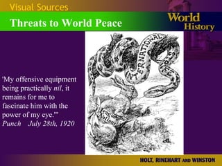 Visual Sources Threats to World Peace 'My offensive equipment being practically  nil , it remains for me to fascinate him with the power of my eye.'"  Punch  July 28th, 1920   