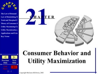Consumer Behavior and Utility Maximization 21 C H A P T E R 