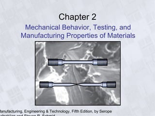 Manufacturing, Engineering & Technology, Fifth Edition, by Serope
Chapter 2
Mechanical Behavior, Testing, and
Manufacturing Properties of Materials
 