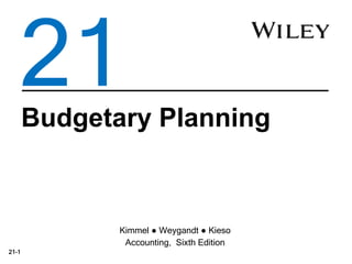 21-1
Budgetary Planning
Kimmel ● Weygandt ● Kieso
Accounting, Sixth Edition
21
 