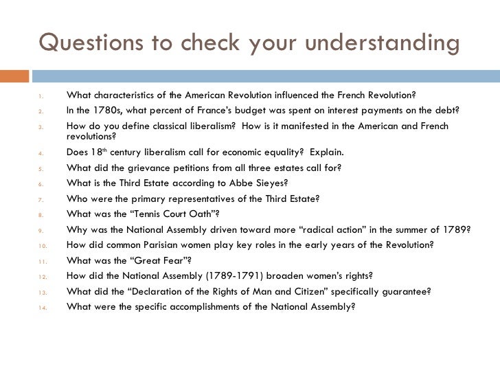 critical thinking questions about the french revolution