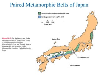 Paired Metamorphic Belts of Japan
Figure 21.12. The Sanbagawa and Ryoke
metamorphic belts of Japan. From Turner
(1981) Met...