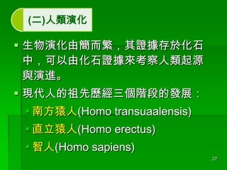 ()ݻ

? ݻɺC춻ʯ
УɻʯCԴ
cM
? F˵ȚvAεİlչ

? ϷԳ(Homo transuaalensis)
? ֱԳ(Homo erectus)

? (Homo sapiens)
27

 
