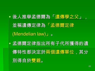 ? eϵ 顸zW֮

KQzɞ顸ϵ 
(Mendelian law)

? ϵ ָӴ@õz
ԶQ춃ɂzλ
epH
63

 