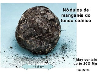Fig. 22.24 Nódulos de manganês do fundo ceânico ~7.5 cm * May contain up to 20% Mg 