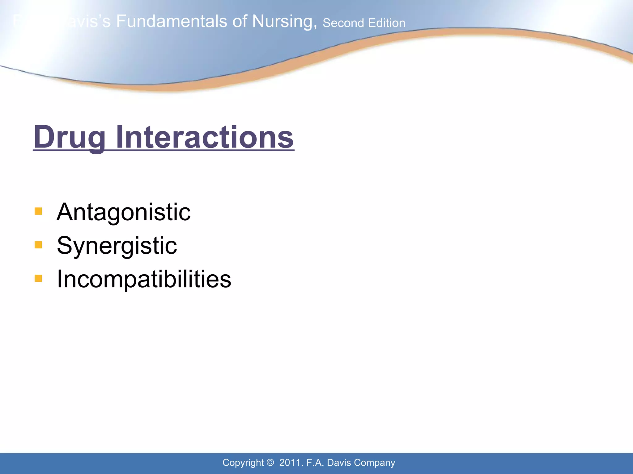 Drug Interactions Antagonistic Synergistic Incompatibilities 