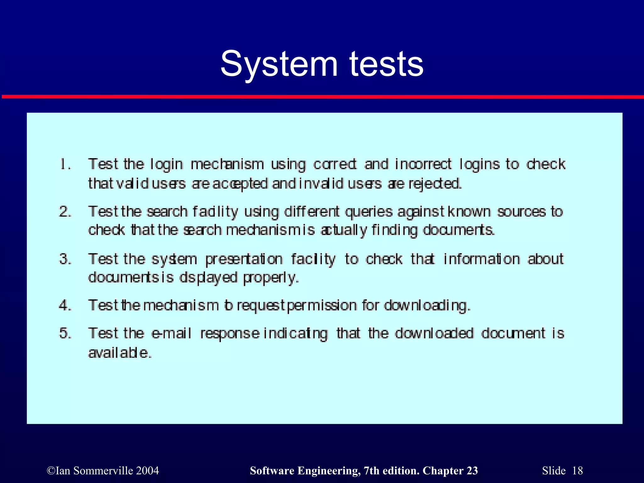 System tests 