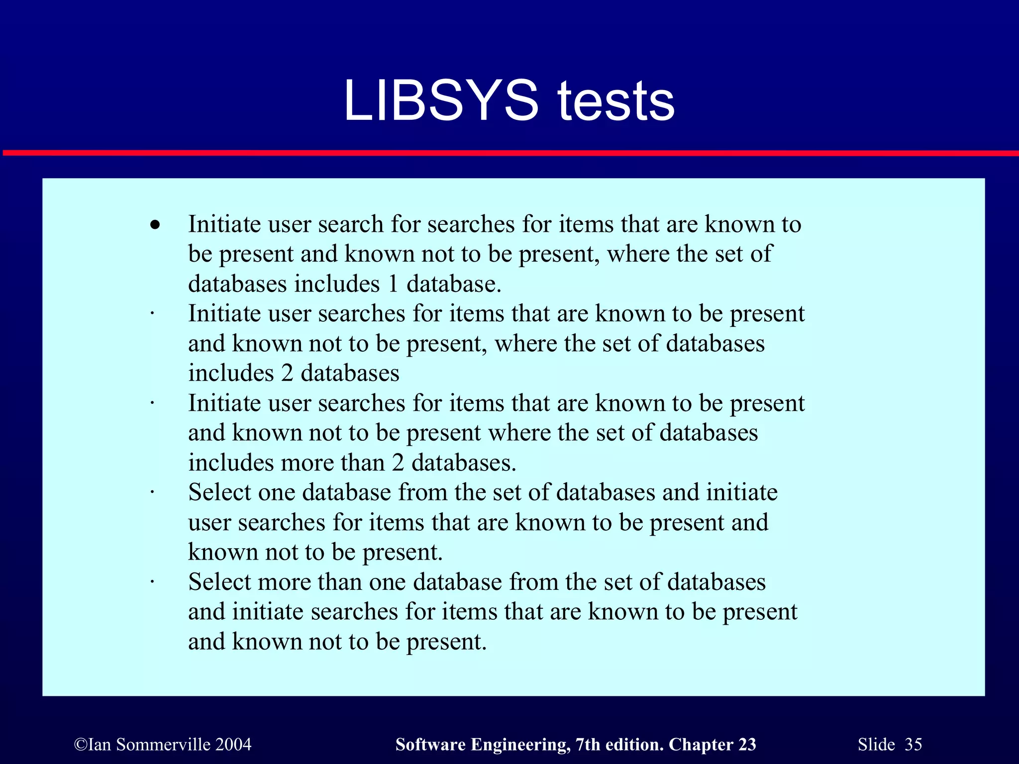 LIBSYS tests 
