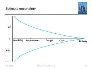 Estimate uncertainty
10/12/2014 Chapter 23 Project Planning 47
 