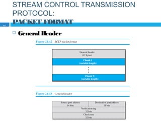 STREAM CONTROL TRANSMISSION
PROTOCOL:
PACKET FORMAT
 General Header
67
 