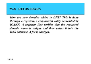 25
25-
-8
8 REGISTRARS
REGISTRARS
How
How are
are new
new domains
domains added
added to
to DNS?
DNS? This
This is
is done...