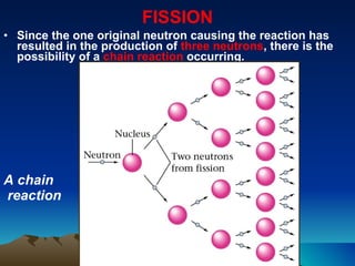 FISSION Since the one original neutron causing the reaction has resulted in the production of  three neutrons , there is the   possibility of a  chain reaction  occurring.  A chain reaction 