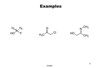 CH264
18
Examples
HO F
Ha Hb O
H3C
Cl
N
CH3
CH3
HO
 