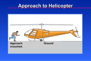 Approach crouched. Ground Approach to Helicopter 