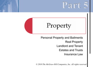 Personal Property and Bailments
                       Real Property
                 Landlord and Tenant
                  Estates and Trusts
                      Insurance Law


© 2010 The McGraw-Hill Companies, Inc. All rights reserved.
 