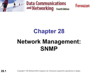 Chapter 28 Network Management: SNMP Copyright © The McGraw-Hill Companies, Inc. Permission required for reproduction or display. 