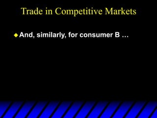 Trade in Competitive Markets
And, similarly, for consumer B …
 