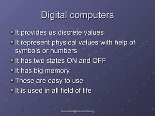 Computing Values Component of Computer system for teacher | PPT