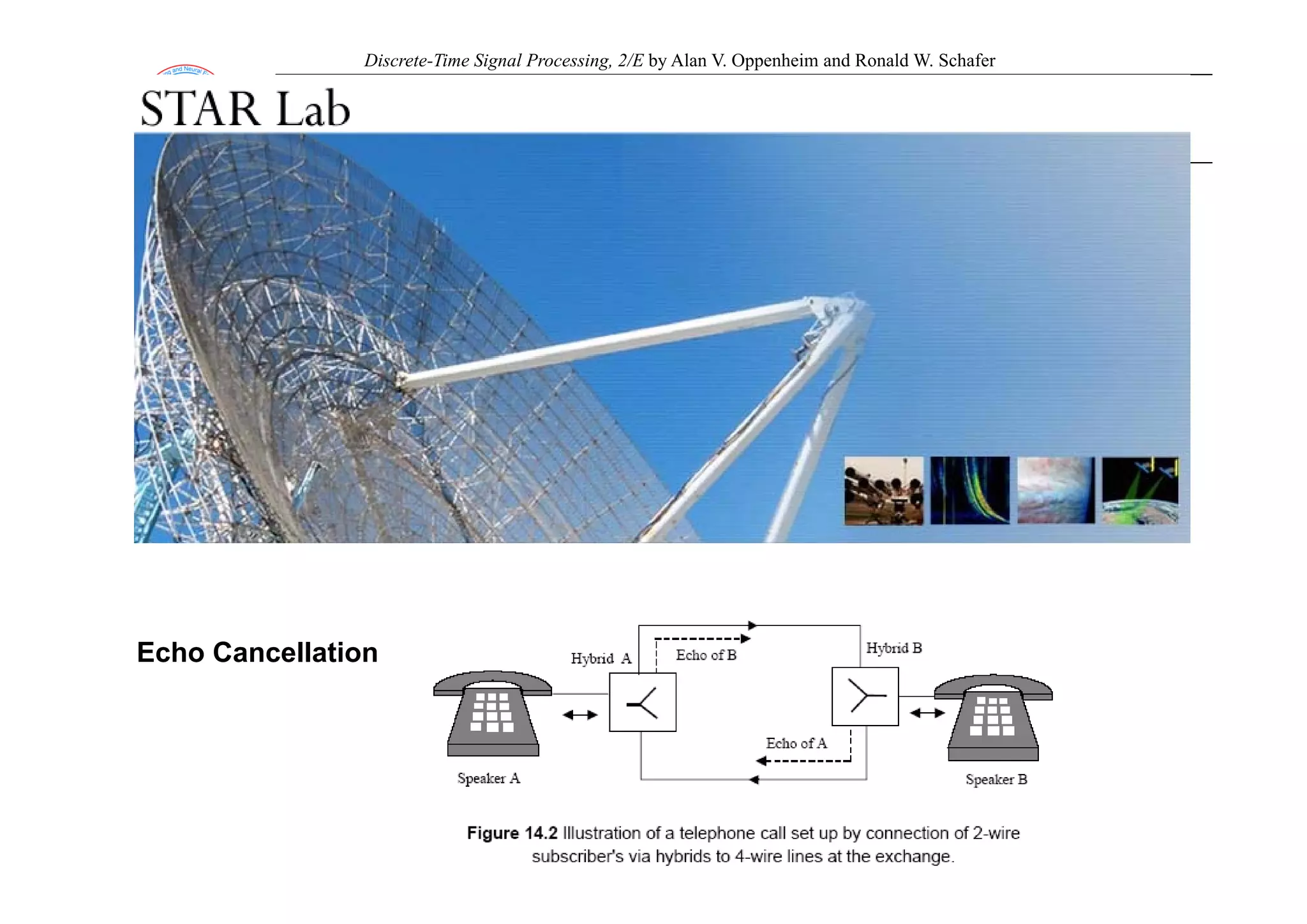 Discrete-Time Signal Processing, 2/E by Alan V. Oppenheim and Ronald W. Schafer
Echo Cancellation
 