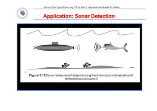 Discrete-Time Signal Processing, 2/E by Alan V. Oppenheim and Ronald W. Schafer
Application: Sonar Detection
Application: Sonar Detection
Application: Sonar Detection
Application: Sonar Detection
 